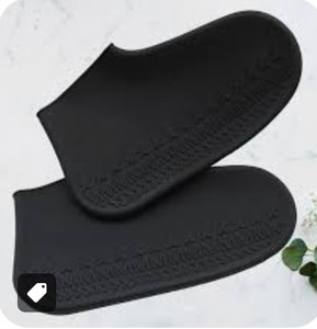 lot 24123 image: 1 Pair Anti-slip Silicone Rainshoes Cover Rain Proof Shoes Cover Unisex Shoes Cover Wear Resistant Shoes Protector (Black, Size L)