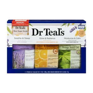 lot 34635 image: Dr Teal��s Pure Epsom Salt Soak Trio Gift Set 4 Piece