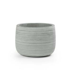 lot 23470 image: Mainstays Round Gray and White Striped Cement Decorative Pot 5.7 L x 5.7 W x 4.1 H