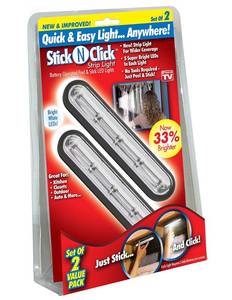 lot 23508 image: Ontel Products Corp Stick N Click sncsl-mc12 Sick N Click Peel & Stick Strip LED Lights 4 Count