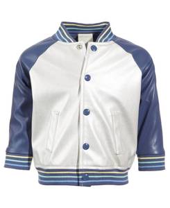 lot 2237 image: First Impressions Baby Boys Metallic Faux Leather Bomber Jacket, Created for Macys. Size 12 Months