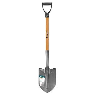 lot 7868 image: A 28 in. Wood D-Grip Short Handle Carbon Steel Digging Shovel