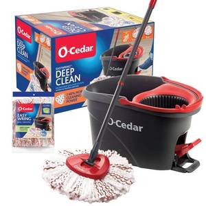 lot 9883 image: EasyWring Deep Clean Microfiber Spin Mop with Bucket System and 1 Extra Mop Head Refill