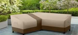 lot 1972 image: Hampton Bay V-Shapr Beige Patio Furniture Cover