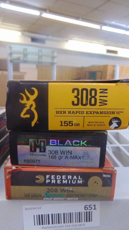 lot 651 image: 3 boxes of premium .308 rifle rounds