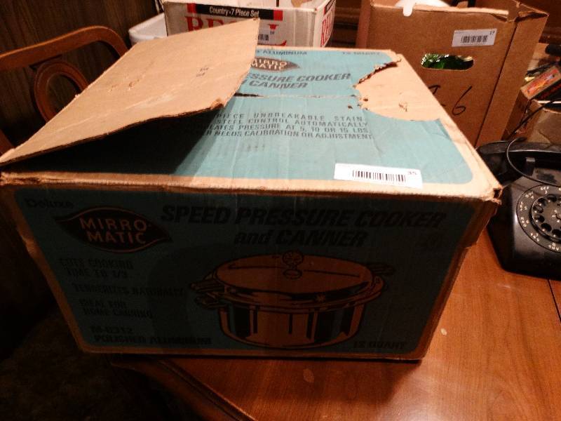 lot 35 image: Mirro-matic speed pressure cooker in box.