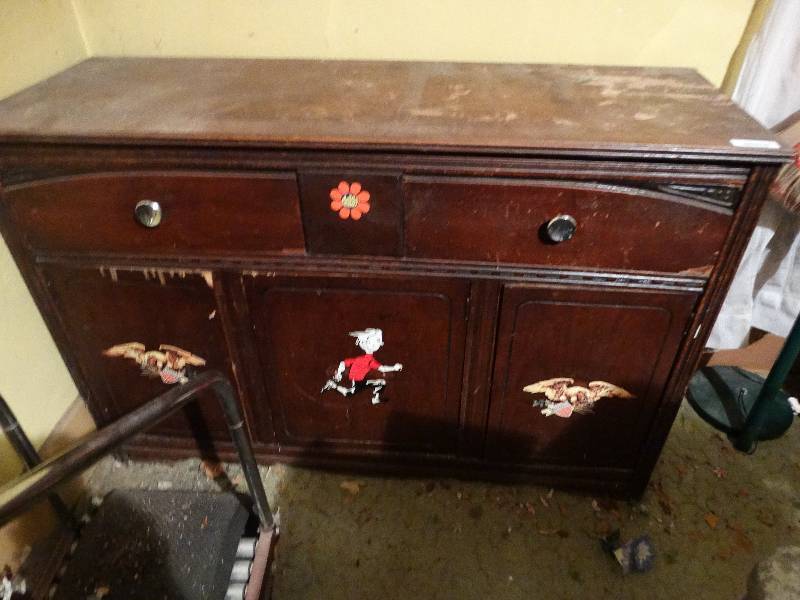 lot 59 image: Antique wood buffet.