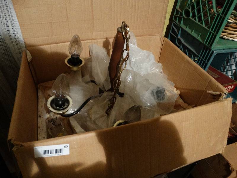 lot 60 image: Vintage hanging light fixture.