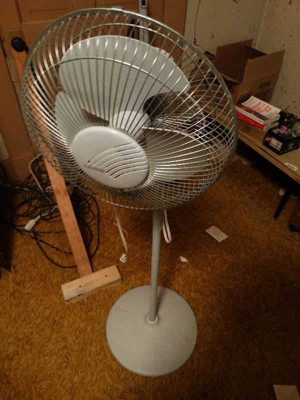 lot 100 image: Pedestal fan.