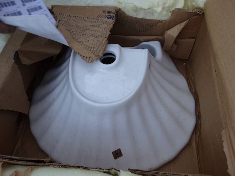 lot 154 image: New clam shell look bathroom sink in box