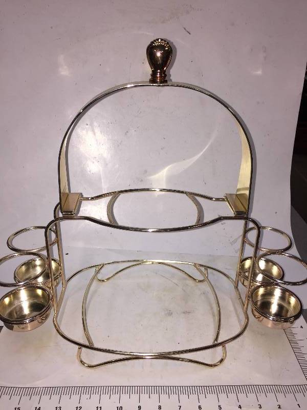 lot 5507 image: Mid-Century Glass & Plate Brass Caddy.