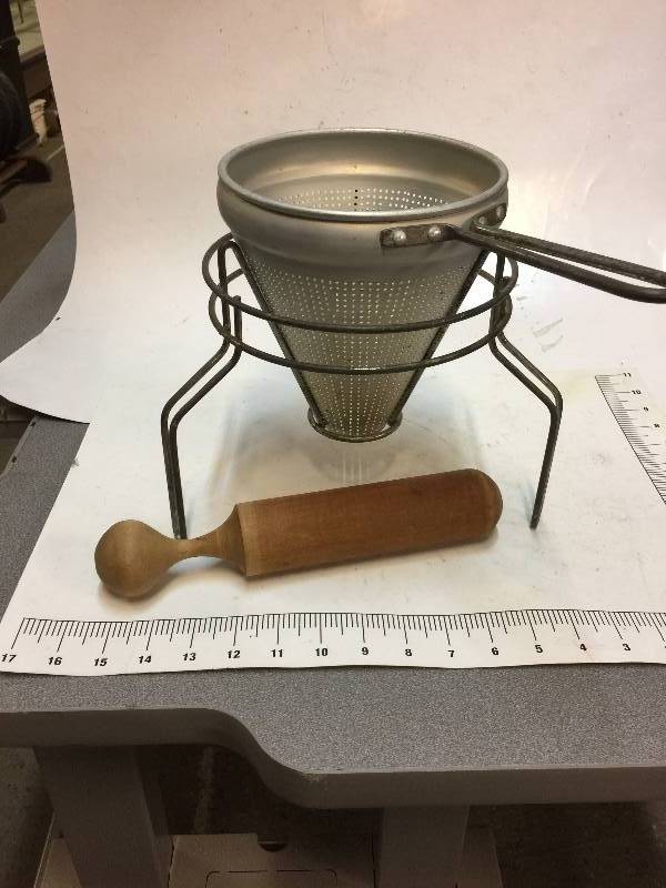lot 5509 image: Antique Flour Mortar and Pestle Sifter with Original Stand