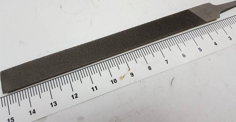 lot 5395 image: New Nicholson Black Diamond 15 overall length Half Round double cut Bastard File made in Brazil
