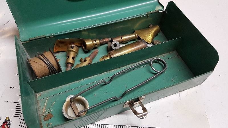 lot 5915 image: Small Welders toolbox with some welding tools in it.