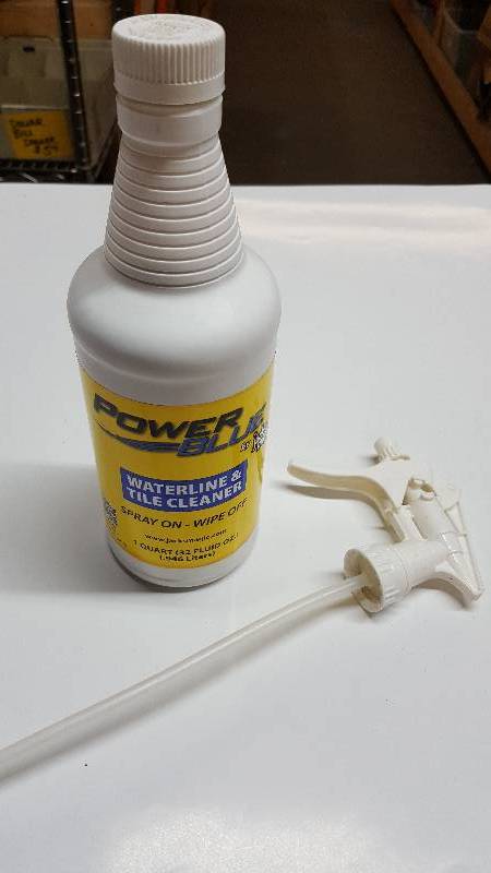 lot 5246 image: New quart bottle with spray applicator of the Power Blue Waterline & Tile Cleaner