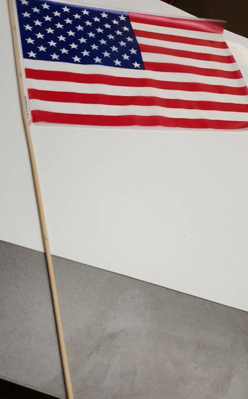 lot 5260 image: 1 new American flag for celebrations or decorations 30 stick and 11 X 17 Flag