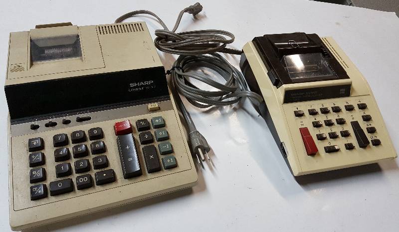 lot 6002 image: Pair of working Sharp desk top digital display electronic calculators
