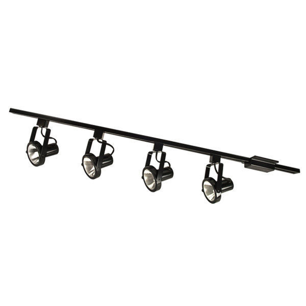 lot 5268 image: New in the box is this NoraLighting  NTL-158B Black 4 ft. Track Kit (4) Gimbal Ring Heads For PAR30 Lamps