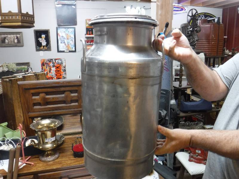 lot 3216 image: Stainless steel milk can