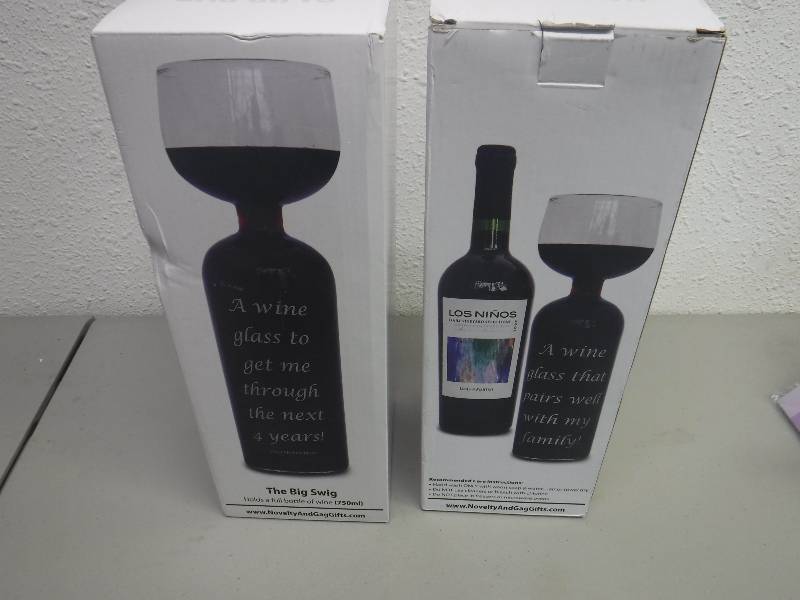 lot 3336 image: The Big Swig Whole Bottle Wine Glass X2