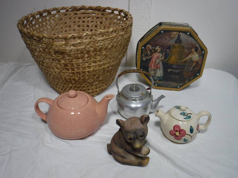 lot 3308 image: Basket teapots
