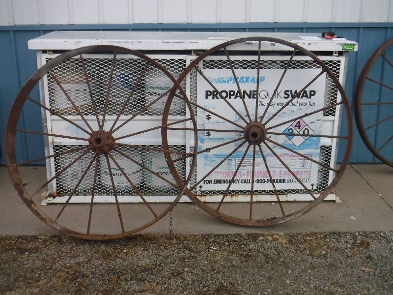 lot 3375 image: antique cast iron wheels