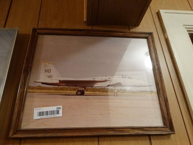lot 336 image: 2 framed pictures of planes