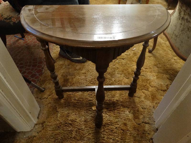 lot 337 image: Vintage wood half round table