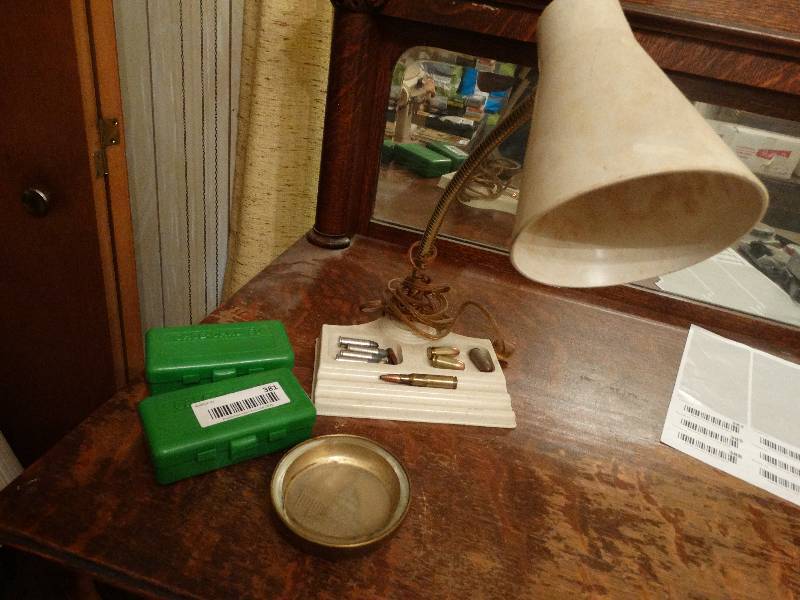 lot 381 image: Lamp & 2 ammo cases