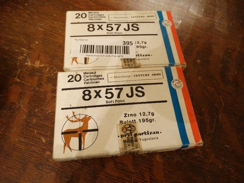 lot 395 image: 2 boxes of 20 rounds each of 8x57 JS
