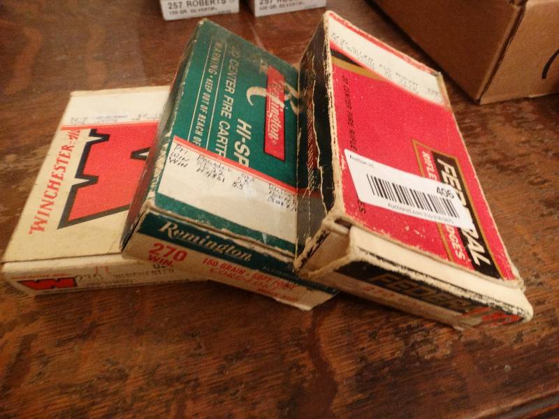 lot 406 image: 3 boxes of 20 rounds each of 270 Winchester