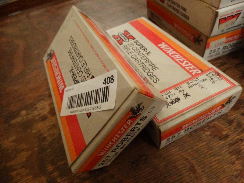 lot 408 image: 2 boxes of 20 rounds each of 257 Roberts.