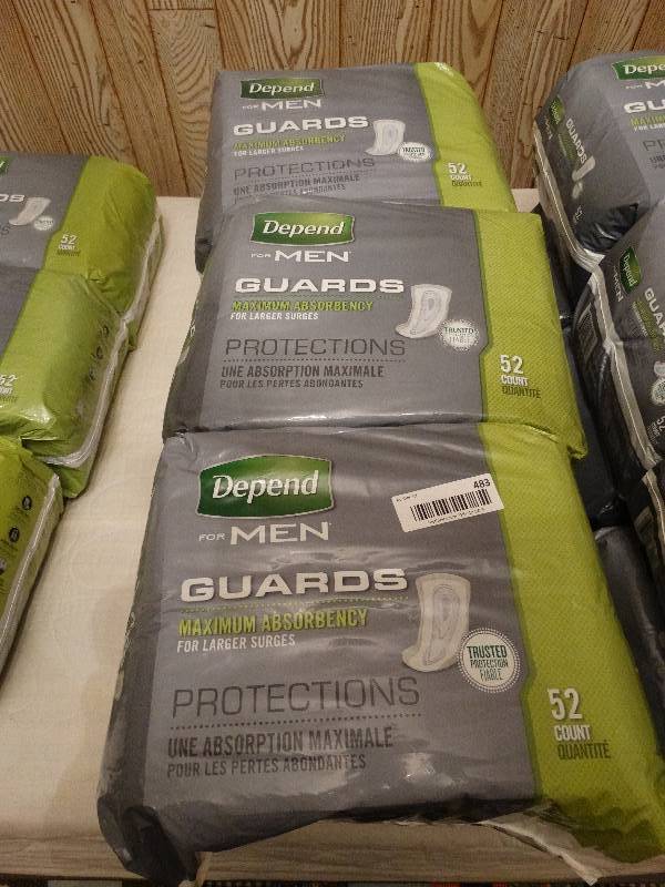 lot 483 image: 6 new packages of depends for men guards- 52 guards per package