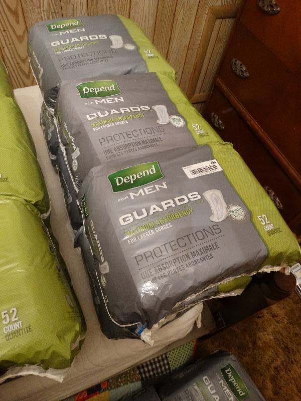 lot 484 image: 6 new packages of depends for men guards- 52 guards per package