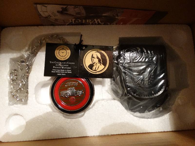lot 519 image: Franklin Mint Ford pocket watch w case