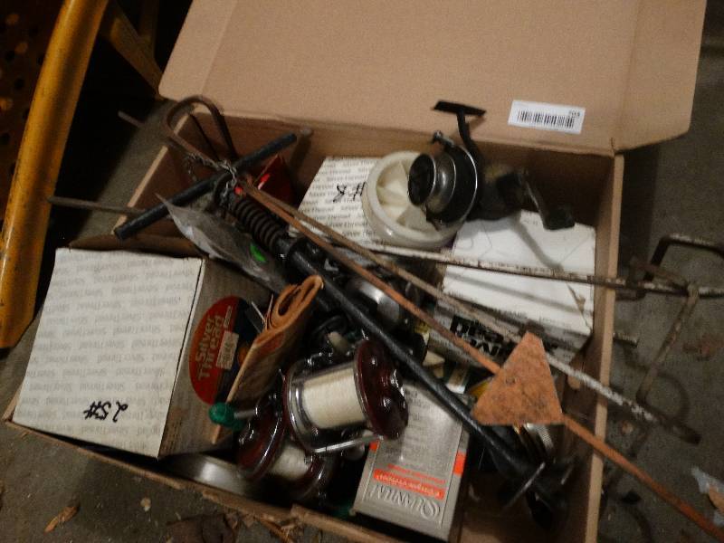lot 703 image: Lot of fishing reels pole holders line misc.