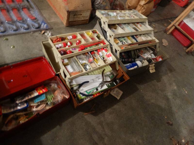 lot 708 image: 3 fishing tackle boxes plumb full