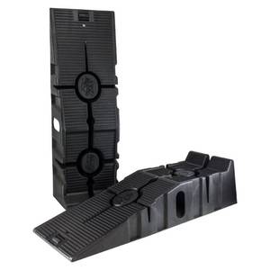 lot 1369 image: RhinoGear 11909RCMI 4 Piece RhinoRamp Vehicle Ramp Pair (12,000lb. GVW Capacity) and Wheel Chock Pair Bundle - Retail $80.2