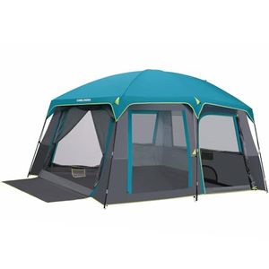 lot 1378 image: CAMEL CROWN Tents for Camping 10 Person Family Cabin Tent with 2 Doors and 4 Windows Large Multiple Room Tent with Floor Mats Tents for Camping Outdoor Hiking, Steel Blue - Retail $173.82
