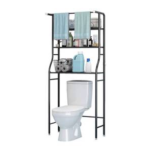 lot 1380 image: UDEAR 3 Shelf Bathroom Space Saver,Over The Toilet Rack,Bathroom Corner Stand Storage Racks Organizer Accessories,The Washing Machine,with Hanging Rod,Bathroom Tower Shelf,Black