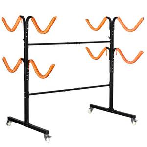 lot 1381 image: Neorexon Freestanding Kayak Storage Rack, Kayak Racks for Outdoor Storage 4 Kayak, Kayak Stand Heavy Duty Storage for Kayaks, Canoes, SUP and Surfboards - Retail $138.36