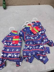 lot 2073 image: Pet Central Reindeer Pajamas For Pets, Size XS, 6 Pack