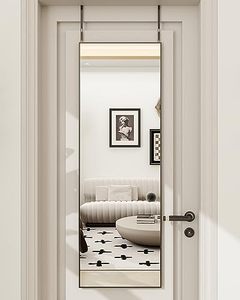 lot 5462 image: BEAUTYPEAK Full Length Mirror 14 x 48 Aluminum Alloy Over The Door Mirror Large Hanging Mirrors Wall Mounted Body Dressing for Bedroom, Living Room, Bathroom, Dorm Home Decor, Black
