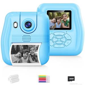 lot 6079 image: WEOLULI Kids Camera Instant Print, Birthday Gifts for 3 4 5 6 7 8 9 Year Old Girls Boys,Digital Camera for Toddler,Toys for Kids Age 4-8 with 3 Rolls Print Paper,32GB Card(Blue)