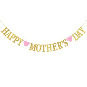lot 6081 image: Happy Mothers Day Banner Gold Glitter, Fathers Day Party Decorations, Best Dad Ever Decor, Happy Fathers Day Birthday Decorations
