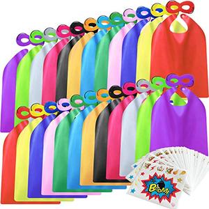 lot 6084 image: Kidsfere Superhero Capes and Masks for Kids Boys Girls 24 sets with Stickers Decoration for Super hero themed Birthday Party or Class Activity