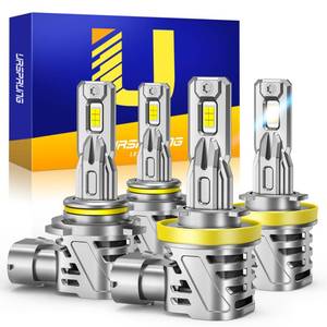 lot 6128 image: Ursprung Upgraded H11H9H8 9005HB3 Bulbs Combo, 50000LM 800% Brighter, 11 Size H11 9005 Bulbs, 6500K Cool White Plug-N-Play, Halogen Replacement, Pack of 4