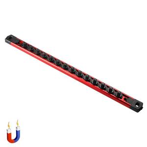 lot 6150 image: ALOANES 38-Inch Drive Magnetic Socket Organizer, Heavy Duty Aluminum Socket Rail Organizer, 360° Swivel Clips Socket Holder Kit for Tool Box, 38-Inch Socket Holder x 14 Clips (Red)
