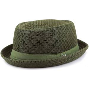 lot 6163 image: The Hat Depot Light Weight Classic Soft Cool Mesh Porkpie hat (SM, Olive)