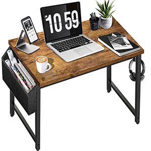 lot 9276 image: DLisiting Small Desk for Small Spaces - Student Kids Study Writing Computer Table for Bedroom School Work PC Workstation,Rustic 30 31 Inch